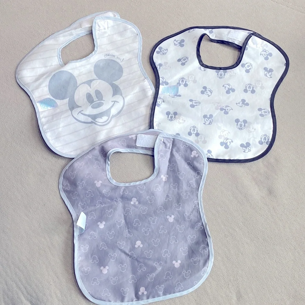Disney Baby Disney Mickey Mouse 3 Piece Bib Set with Pockets !